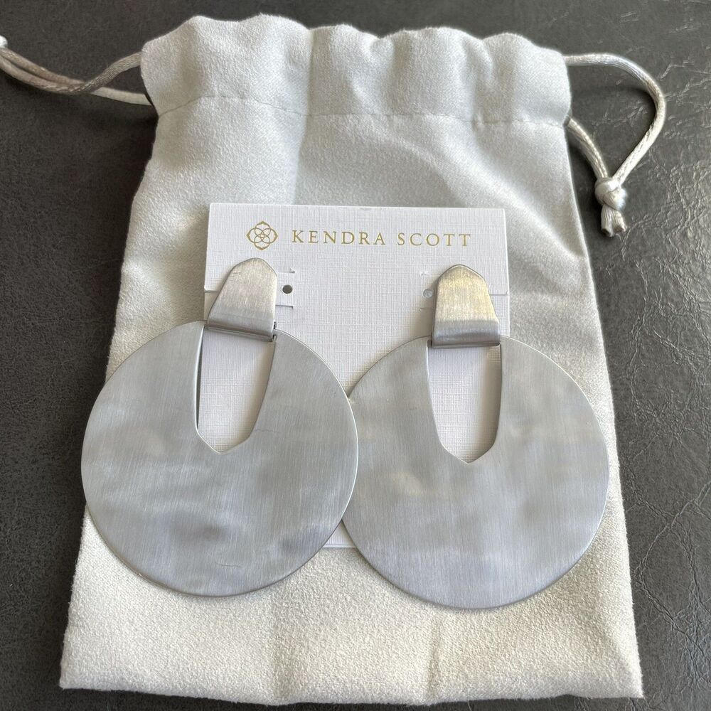 NEW Kendra Scott Diane Silver Statement Earrings w/ Pouch